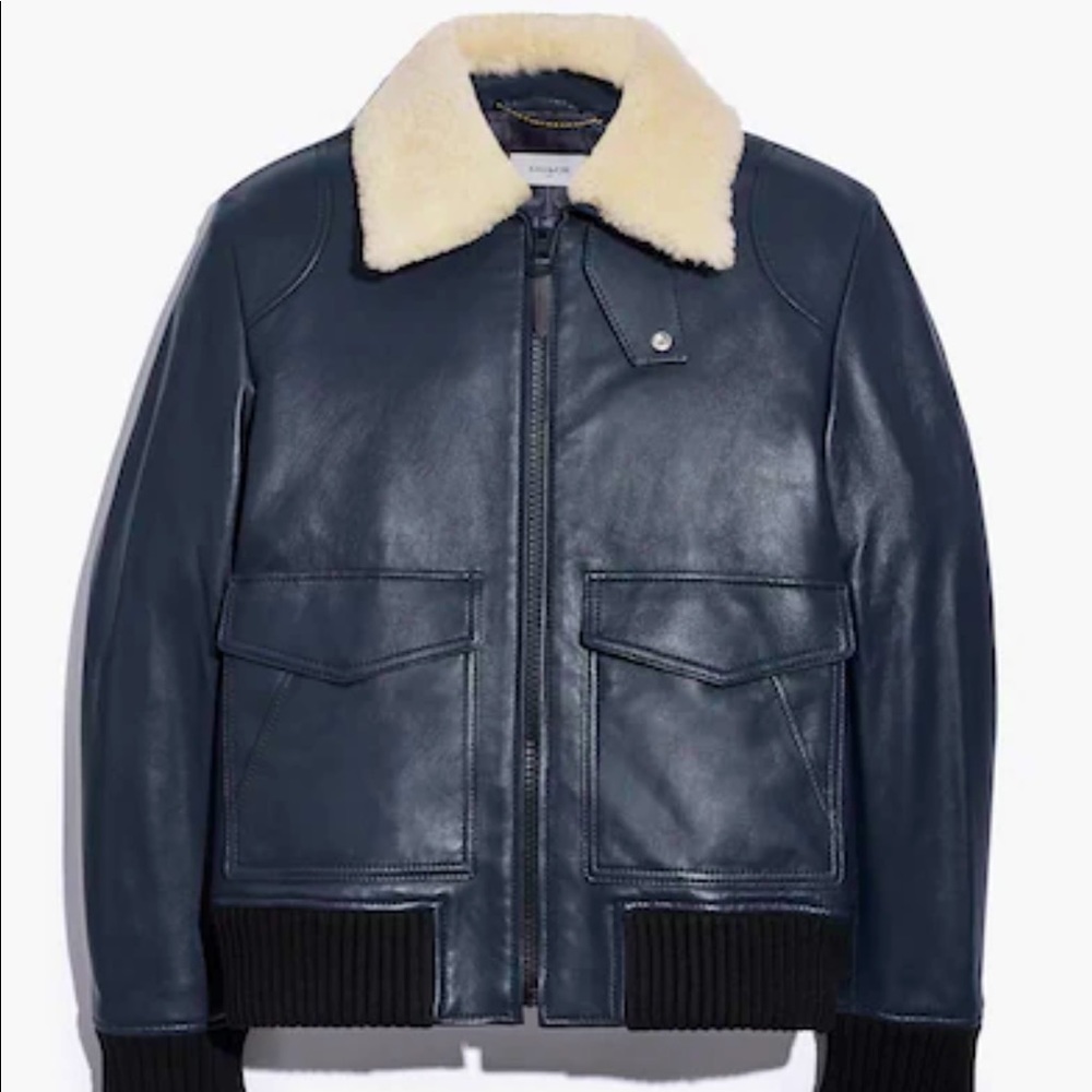 New! Coach leather bomber jacket